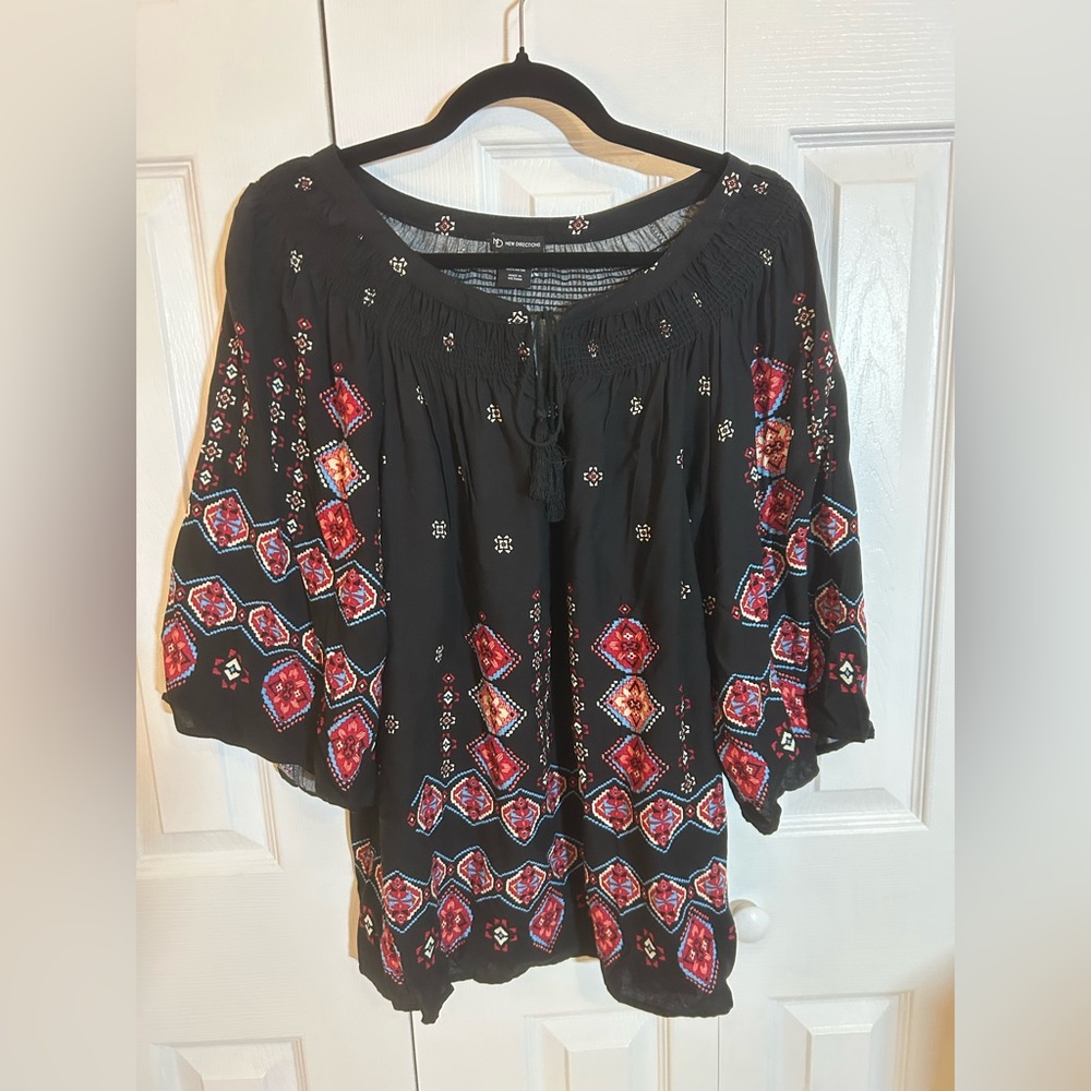 Bohemian Black and Red Women's Top